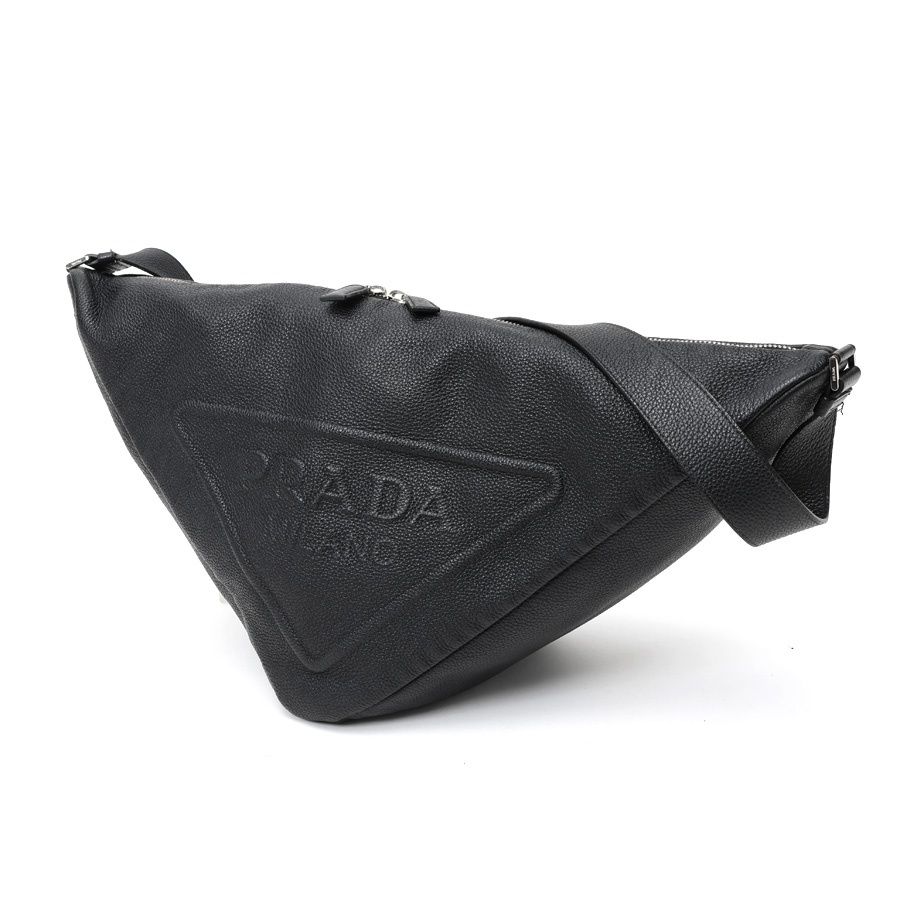 プラダ / PRADA　トライアングル ヴィッテロダイノ レザーバッグ / ショルダーバッグ　2VY007　レザー　ブラック 【中古】
