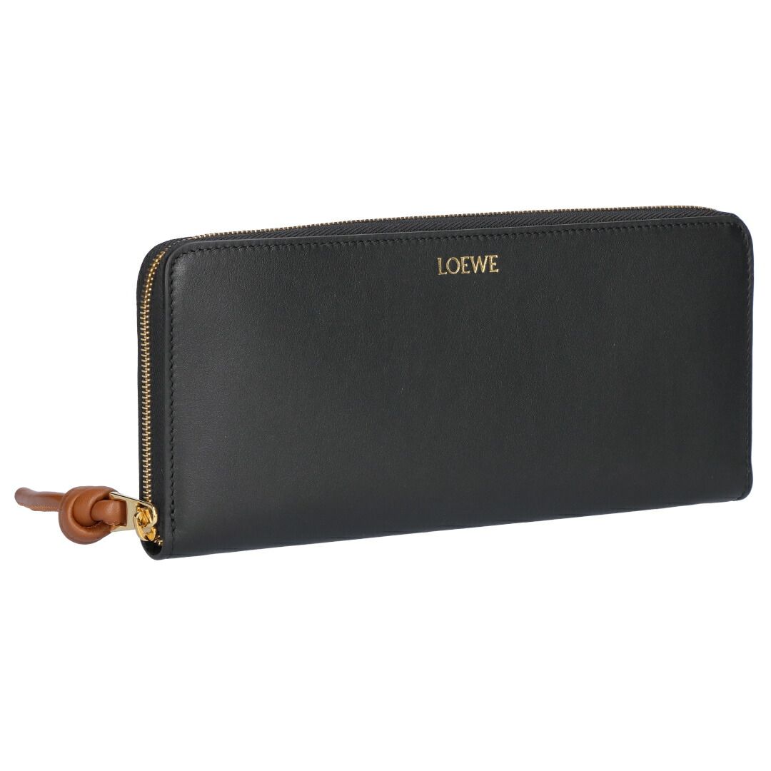 ロエベ LOEWE 長財布 ラウンド財布 ノット ジップアラウンド ウォレット CEM1G39X02 7812 BLACK/SQUIRREL 63,250円