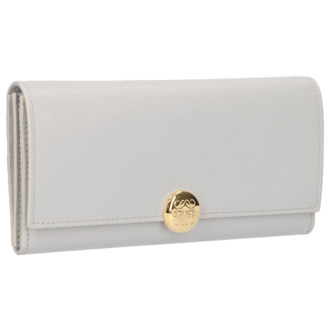ロエベ LOEWE 長財布 フラップ財布 ぺブル コンティネンタル ウォレット CANBACWX01 6579 SHELL GREY