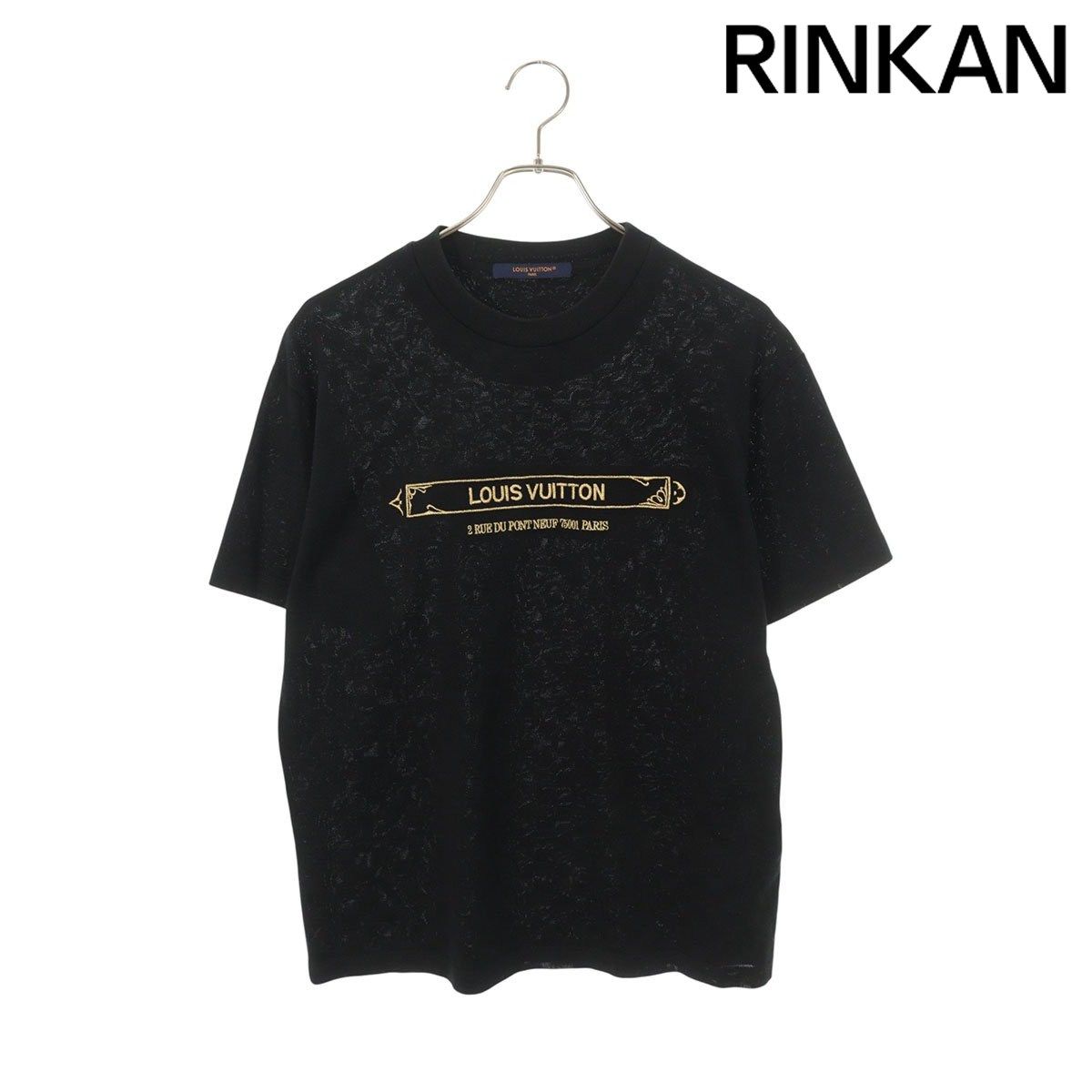 ルイヴィトン 25SS RM2525M JUV HTY10W ロゴ刺繍ダミエ総柄Tシャツ メンズ XS
