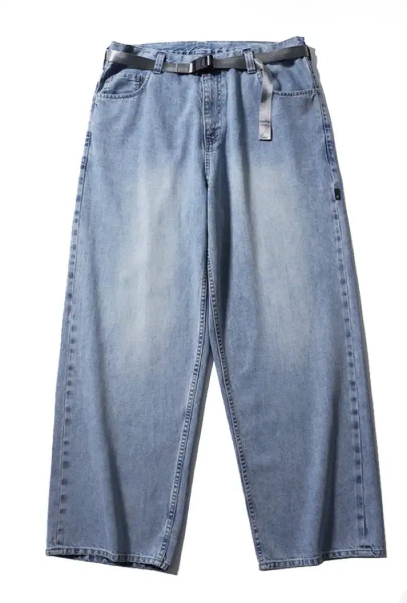 moif（モイフ） ワイド 6P ベルト付き デニム パンツ ブリーチ Indigo 1サイズ