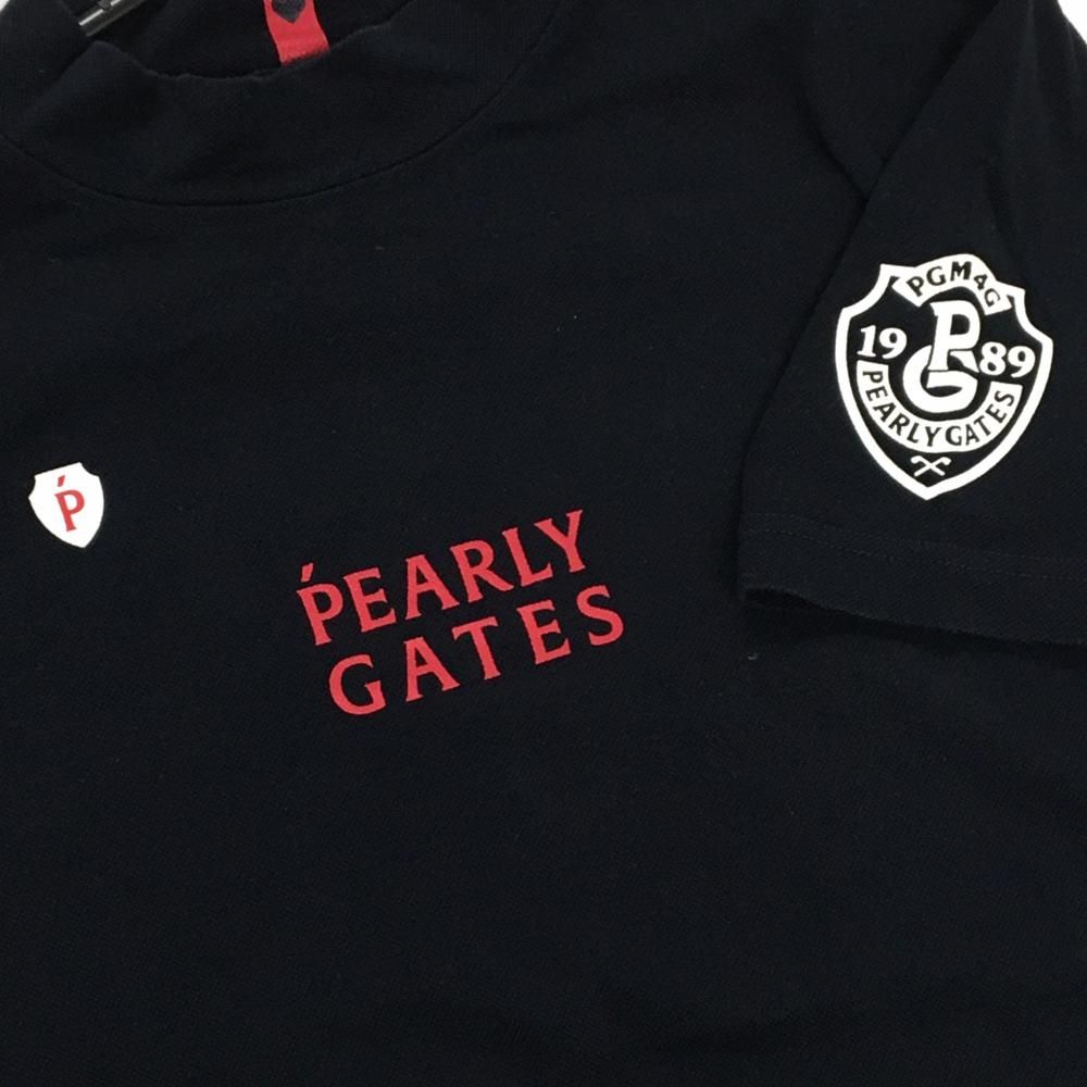 PEARLY GATES ゴルフシャツ ネイビー レッド パーリーゲイツ 半袖ハイネックシャツ ネイビー フロントロゴレッド