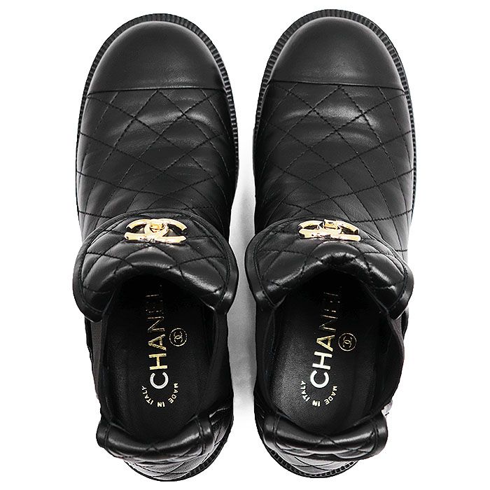 美品】CHANEL シャネル ブーツ サイドゴア サイズ 37 レディース 23B