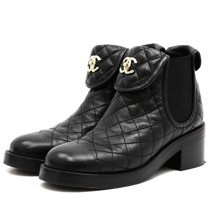 極美品✨シャネル マトラッセ サイドゴアブーツ ココマーク 38 ラムスキン 美品】CHANEL シャネル ブーツ サイドゴア サイズ 37 レディース 23B