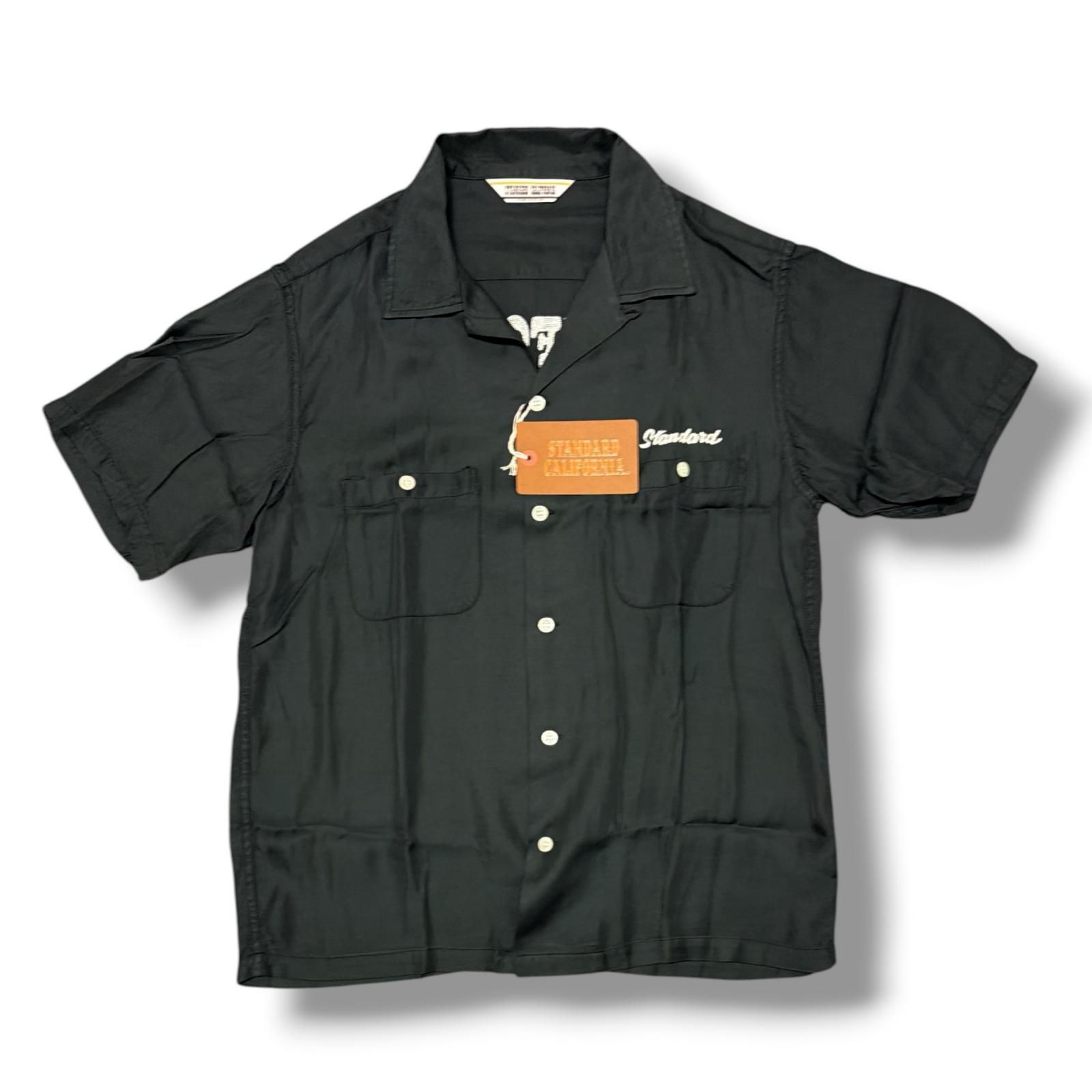 参考上代27500円 未使用 STANDARD CALIFORNIA BOWLING SHIRT ボウリングシャツ 開襟 スタンダードカリフォルニア ブラック XL （3058M）