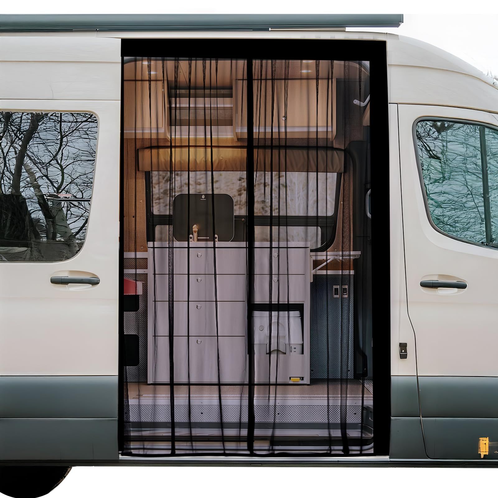 ZATOOTO 防虫ネット 車用 マグネット式 トヨタ ハイエース専用 140*160cm サイドドア用 虫除け 通気性よし 目隠し 遮光 スライドドア用 網戸 車中泊 換気 リアゲート キャンプ メッシュカーテン 取付簡単 カー用品 1枚入 e38b9972