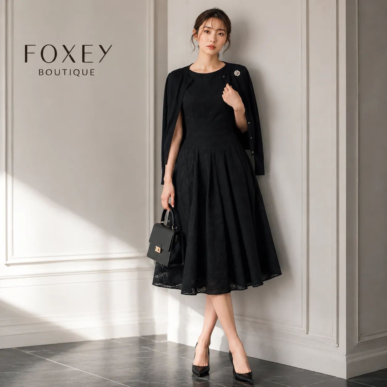美品 / 参考価格136,000円 究極の漆黒ドレス】FOXEY BOUTIQUE 39557