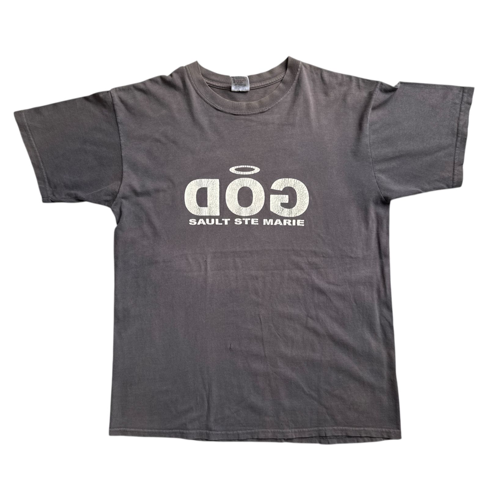 90s - 00s GOD Sault Ste. Marie 天使の輪 キリスト Tシャツ Lサイズ 宗教モチーフ クリスチャン 反転デザイン ロゴ Vintage ヴィンテージ ビンテージ