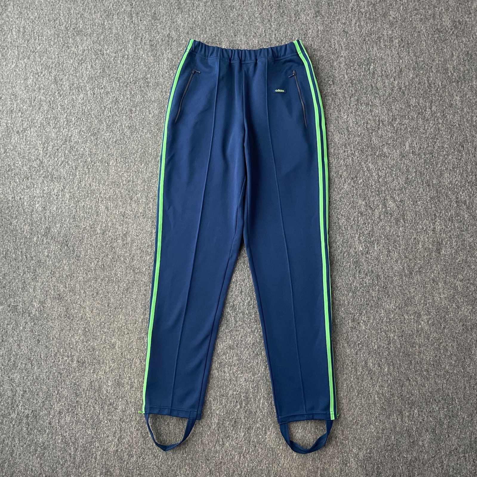80s　adidas　トラックパンツ　アディダス　ADS-4F　ヴィンテージ　ジャージ　ワンポイント　ネイビー　グリーン　希少　6号　デサント