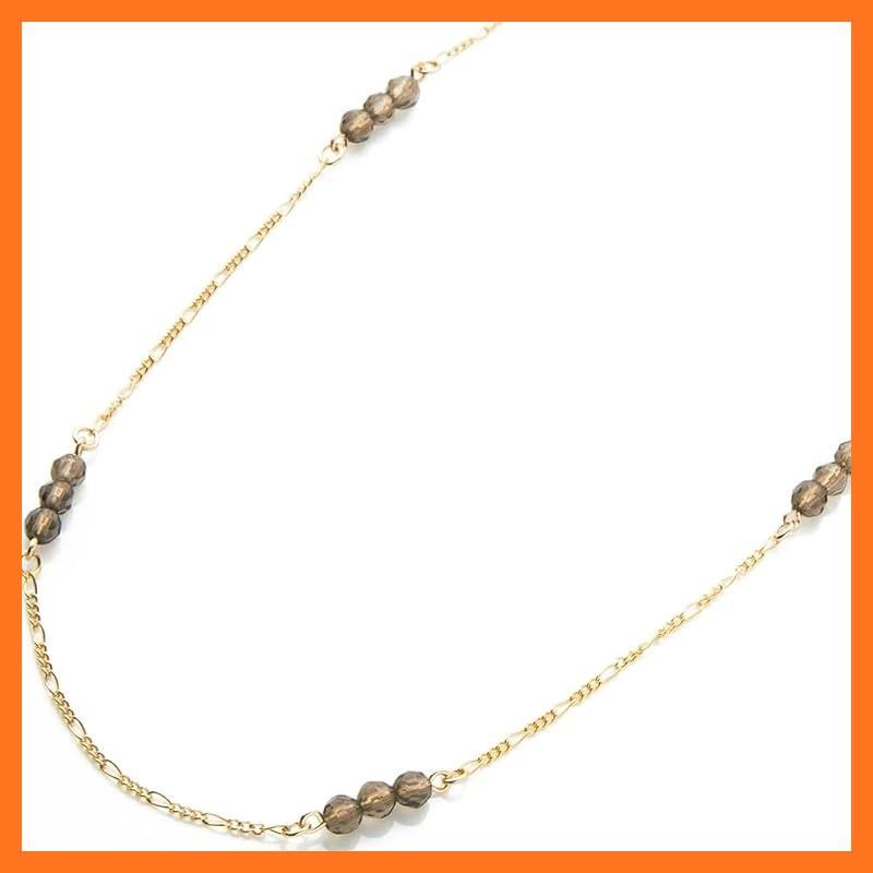 【新品】 [アクセサリー ソルト] 天然石 K14GF ロング ネックレス スモーキークォーツ 金属アレルギー 対応 ゴールド フィルド