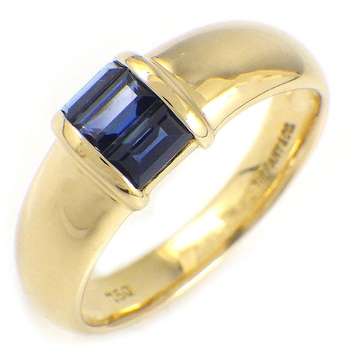 ティファニー Tiffany & Co. リング スタッキング 3ポイント バゲットカット サファイア K18YG 8号 【中古】 97,900円