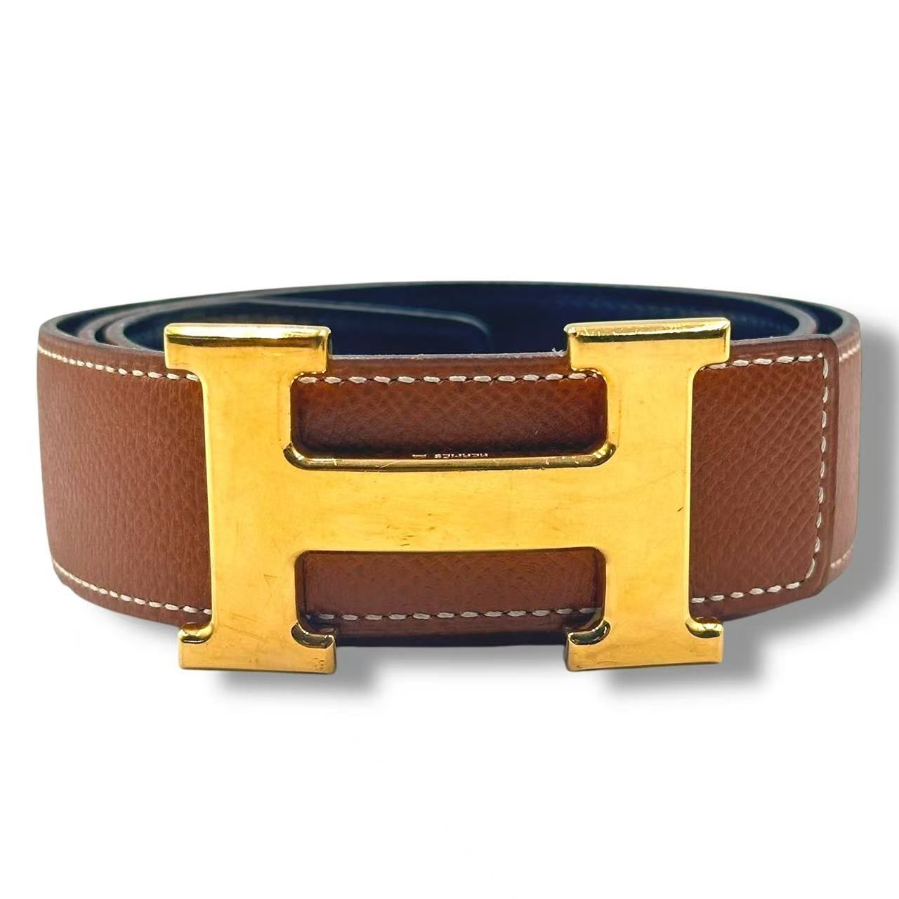極美品 HERMES エルメス ベルト Hベルト レザー 刻印 ブラウン - メルカリ