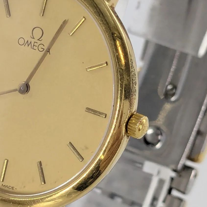 OMEGA オメガ DeVille デヴィル 1451/439 QZ/SS ゴールド文字盤 メンズ
