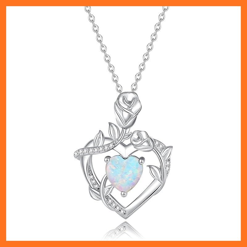 【新品】 [FANCIME] ネックレス レディース 「Blossom Heart」 ハート バラ オパール 10月 誕生石 オープンハート ローズ ジルコニア 純銀製 彼女 ホワイトディー 母の日 誕生石 プレゼント