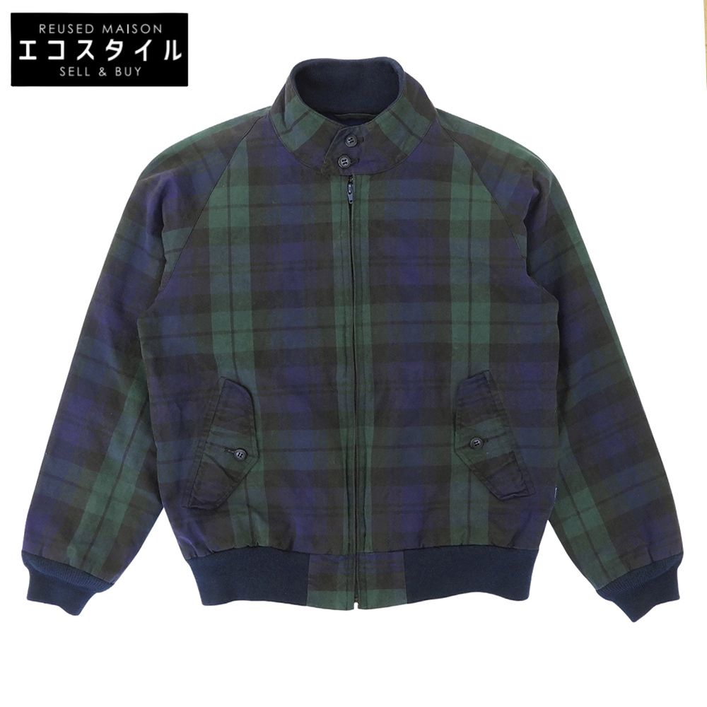 BARACUTA　バラクータ　ネイビー×グリーン チェック ブルーライン オイルド スイングトップ ジャケット メンズ 34　34