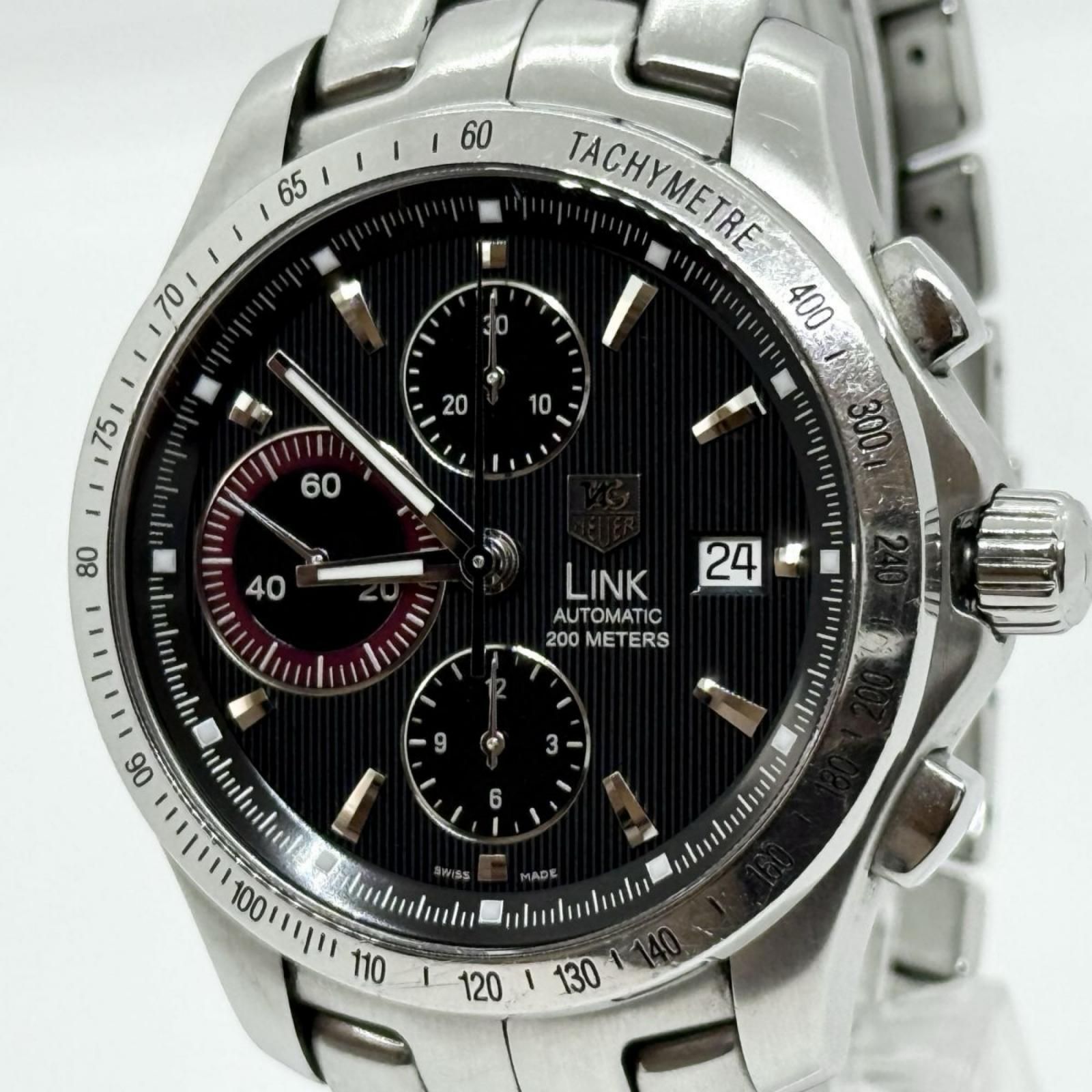 TAG HEUER タグホイヤー LINK リンク タイガーウッズモデル リミテッドエディション クロノグラフ 稼働品 CJF211C ブラック AT メンズ 腕時計 稼働品