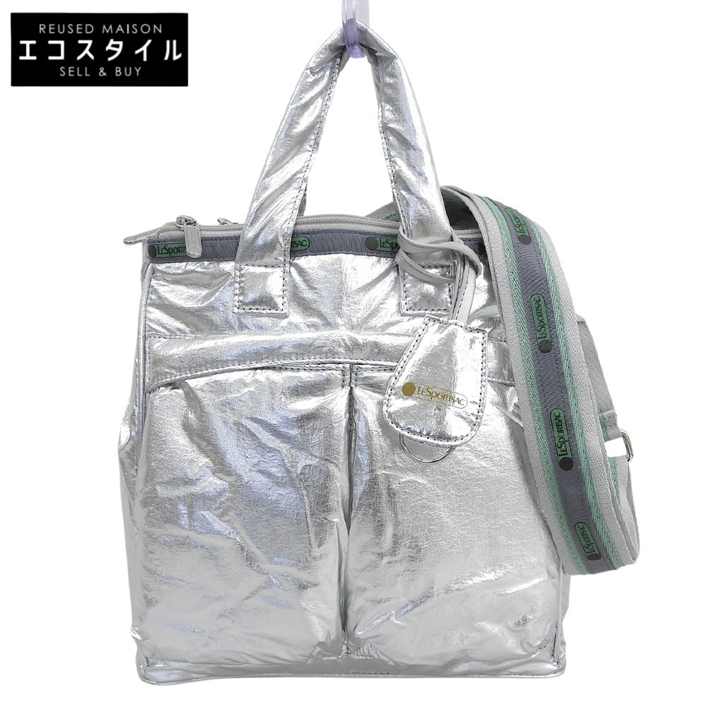 LESPORTSAC　レスポートサック　美品 MED HELMET TOTE 2WAYトートバッグ トートバッグ レディース シルバー 2104
