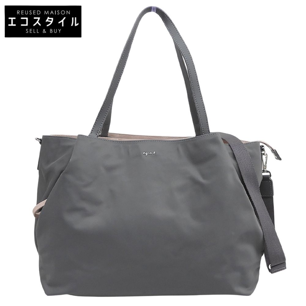 agnes b　アニエスベー　美品 2WAYトートバッグ トートバッグ レディース ナイロン グレー OAS14-01