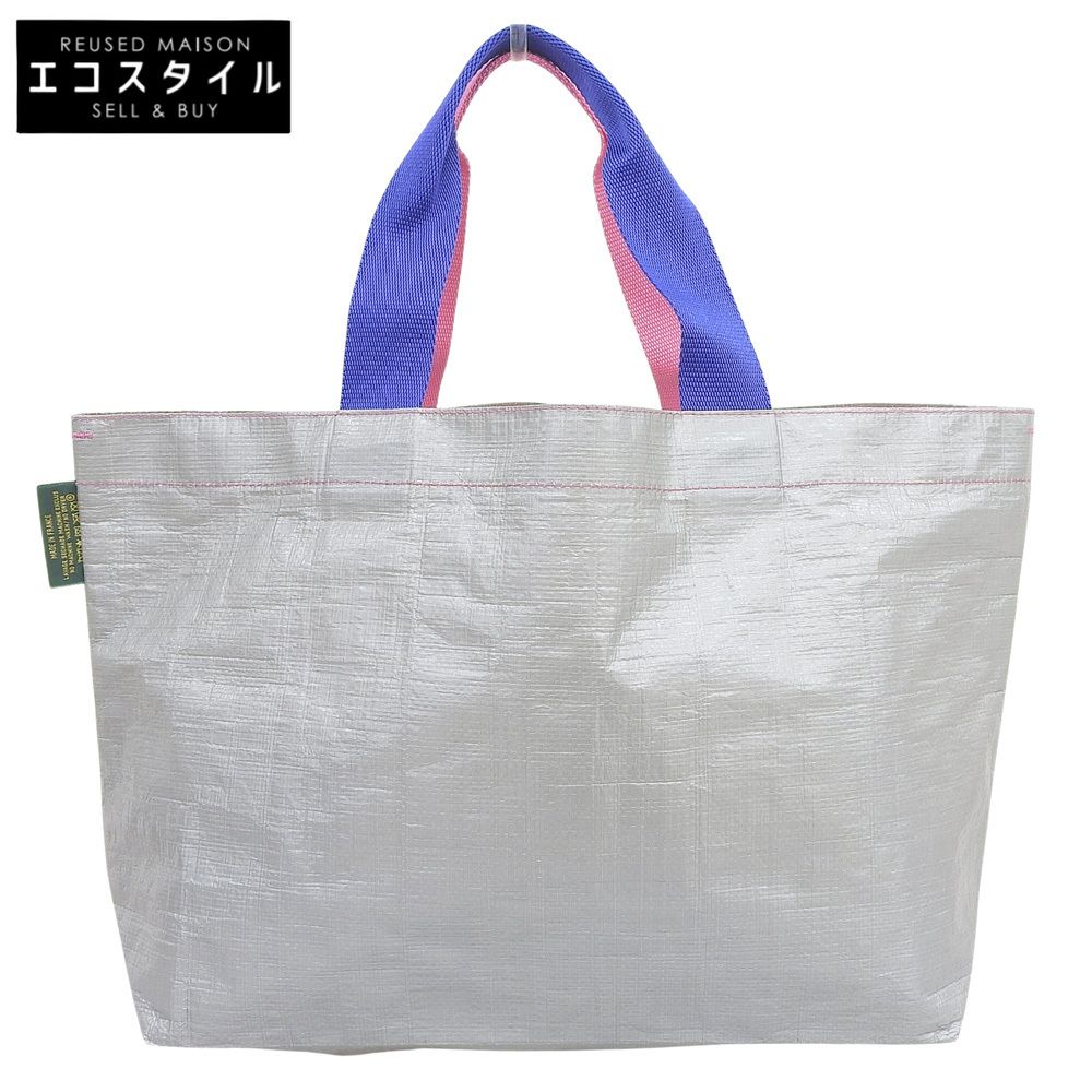 Herve Chapelier　エルベシャプリエ　新品同様 マルシェバッグ トートバッグ レディース グレー×ピンク×ブルー 2012pp