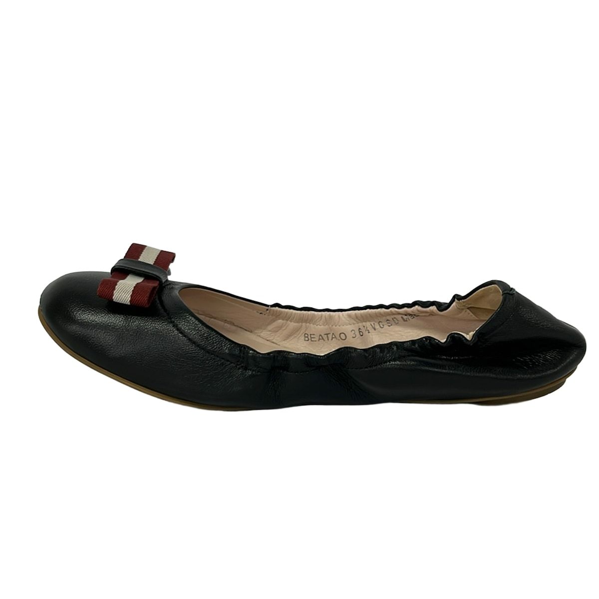 BALLY(バリー) フラットシューズ 36 1/2 レディース - ダークネイビー×ボルドー×白 リボン レザー