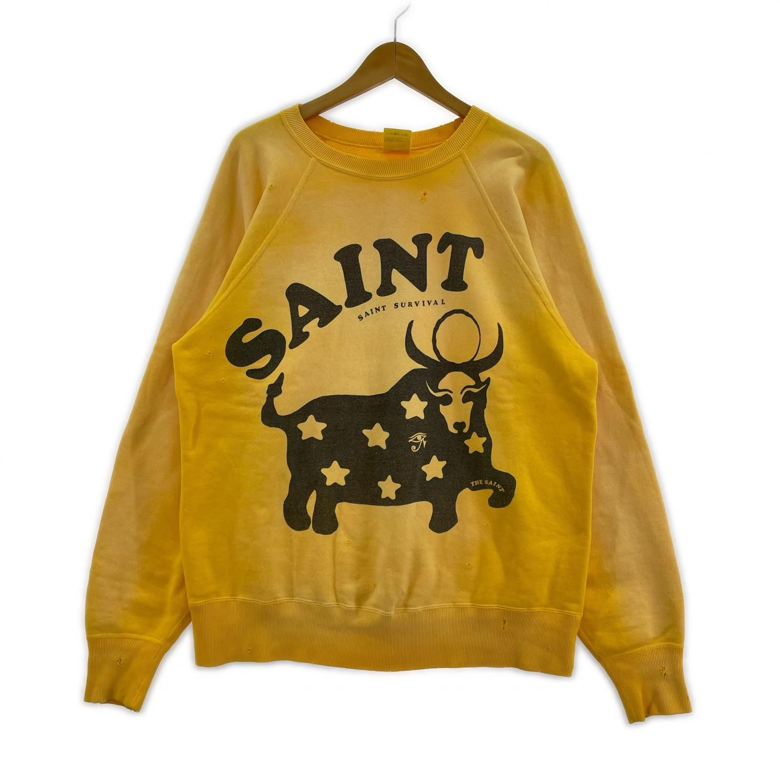SAINT MICHAEL スウェット・トレーナー 23AW COW CREWNECK SWEAT M イエロー