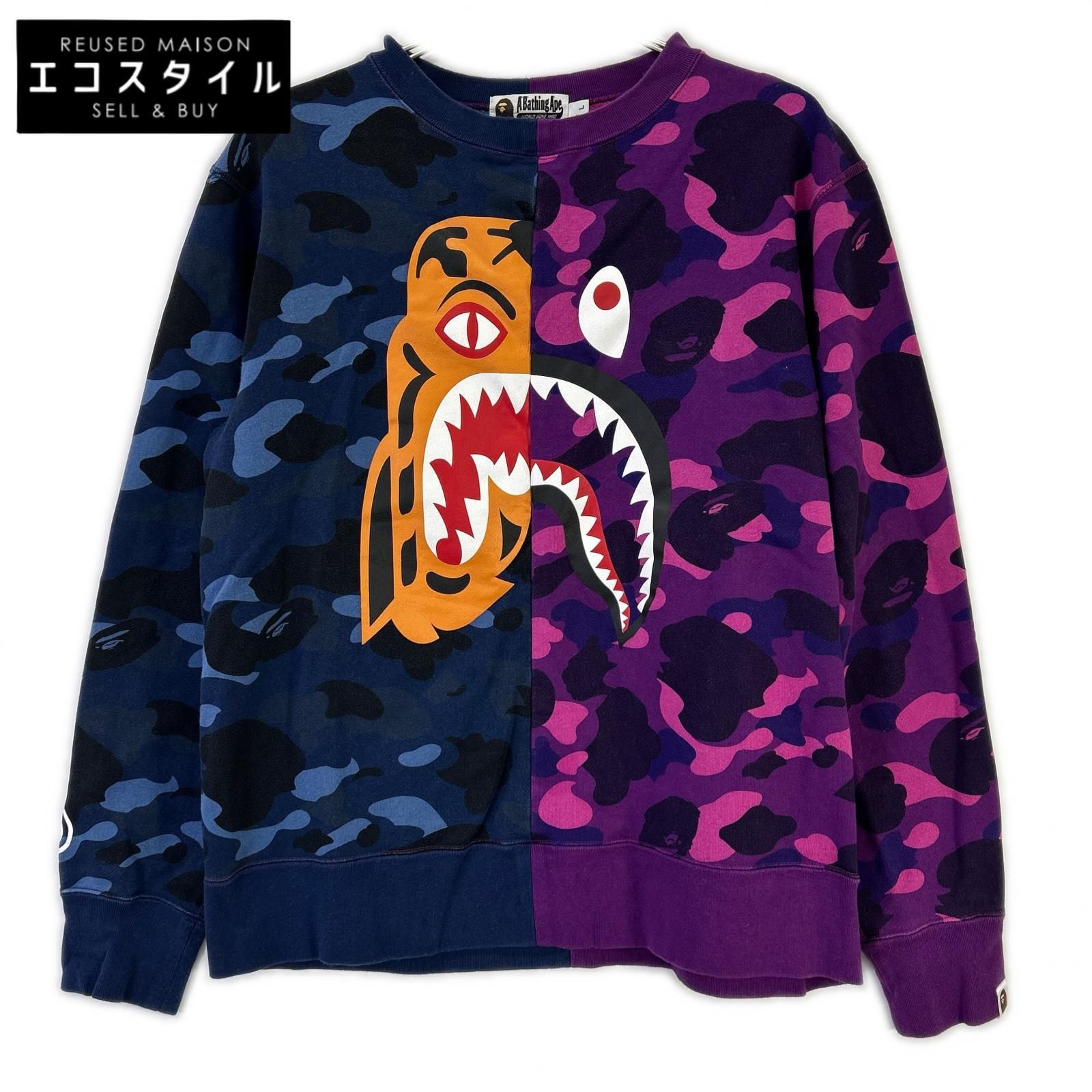 A BATHING APE　アベイシングエイプ　マルチカラー シャークスウェット　L