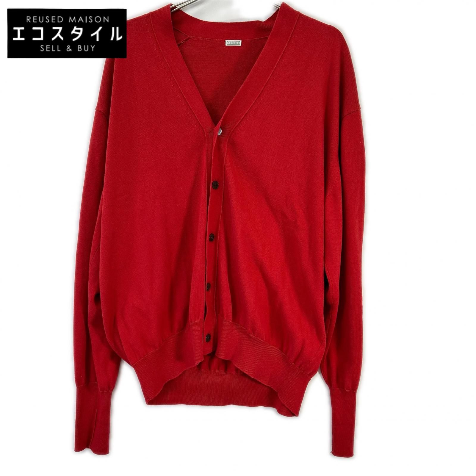 A.PRESSE　アプレッセ　23SAP-03-02H レッド Cotton Knit Cardigan