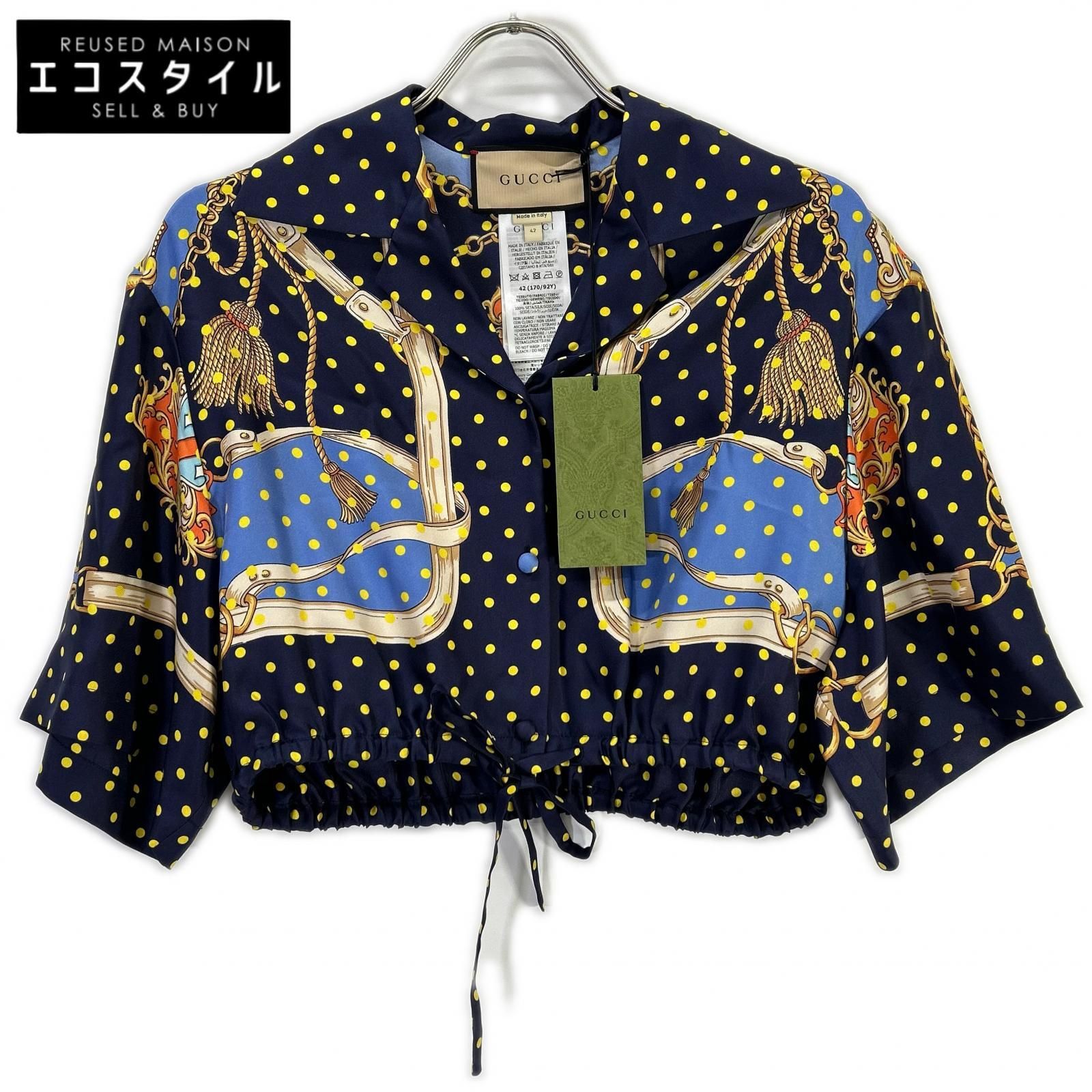 GUCCI　グッチ　744796 ポルカドット シルクシャツ　42 52,734円