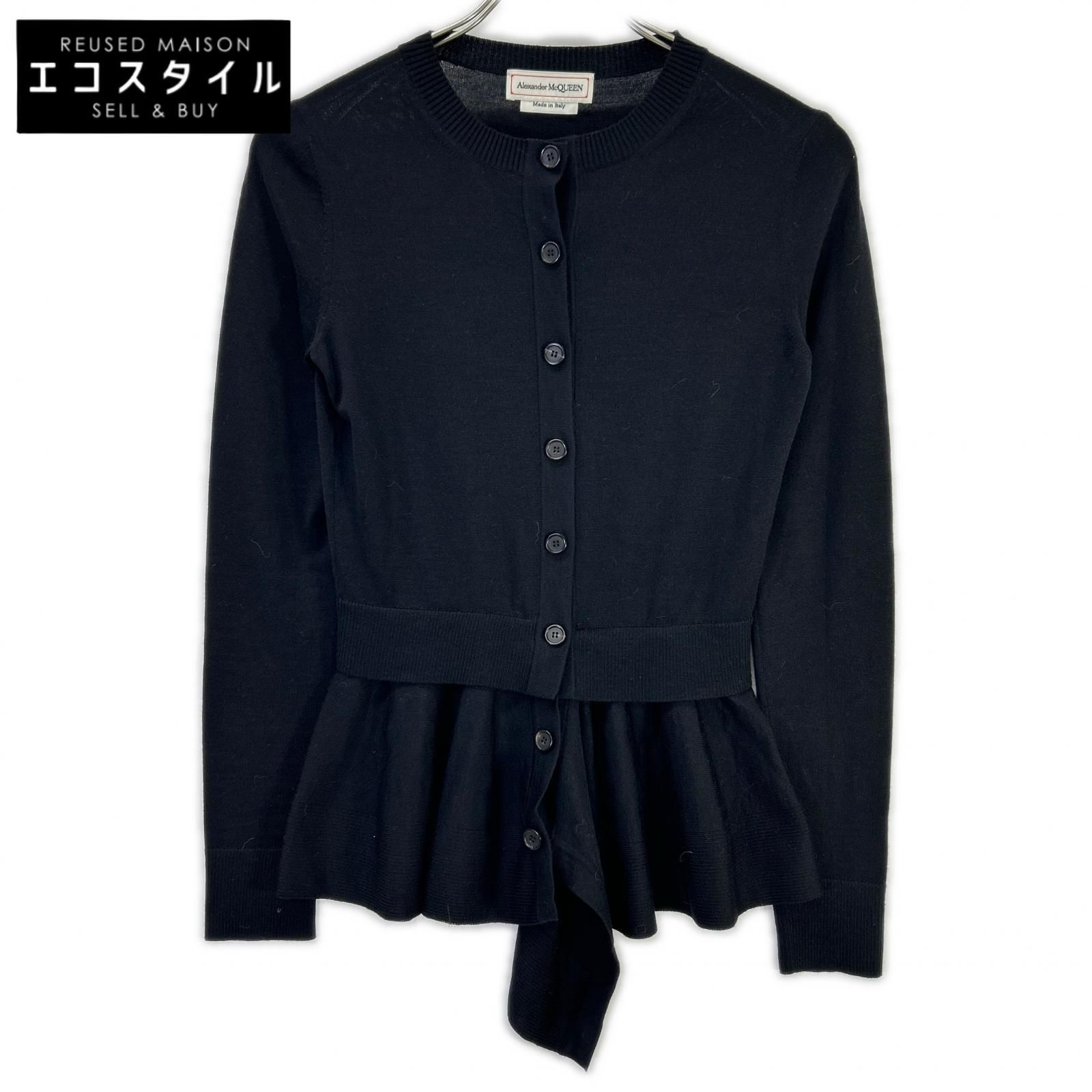 ALEXANDER McQUEEN　アレキサンダーマックイーン　633648 ブラック ペプラムニットカーディガン　XS 23,681円