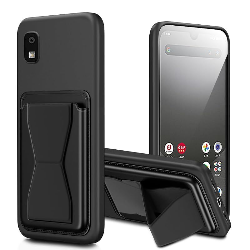 【新品】 対応 AQUOS Wish3 ケース SH-53D カード収納 スタンド付き アクオス ウィッシュ3 スマホケース 耐衝撃 指紋防止 シリコン バンド付き スタンド機能 耐久 滑り止め 