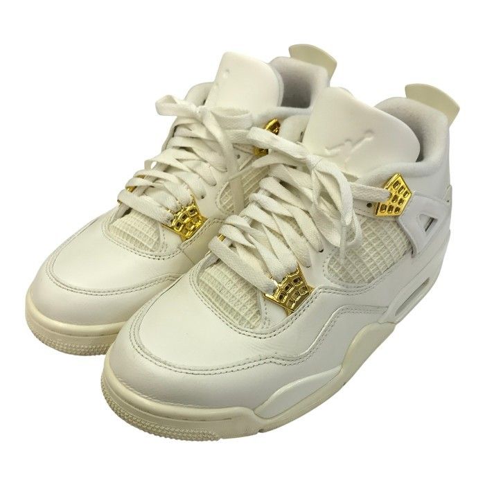 NIKE ナイキ エアジョーダン 4 レトロ スニーカー レディース AIR JORDAN RETRO ホワイト/ゴールド 25.0cm AQ9129-170 中古 T1