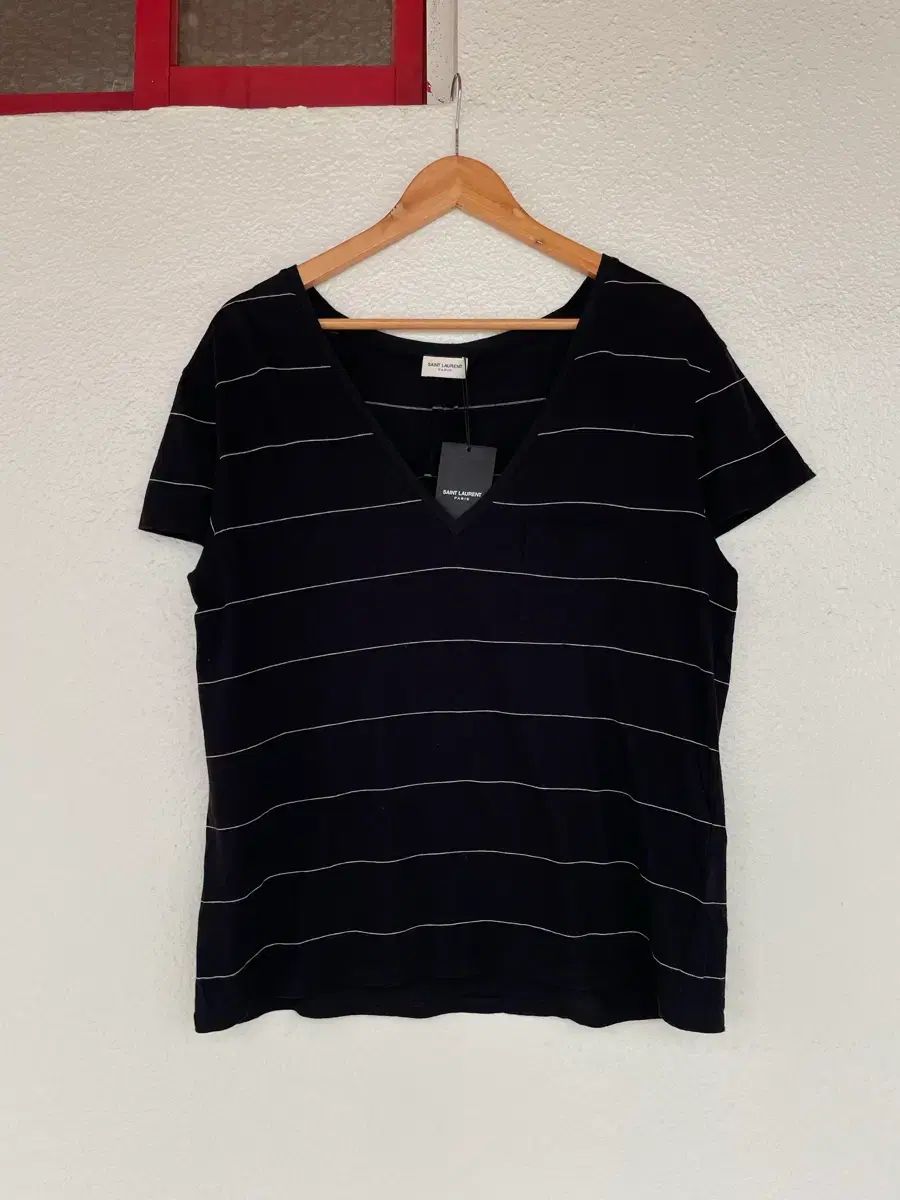 Saint Laurent サンローラン ブラック ストライプ 半袖Tシャツ M