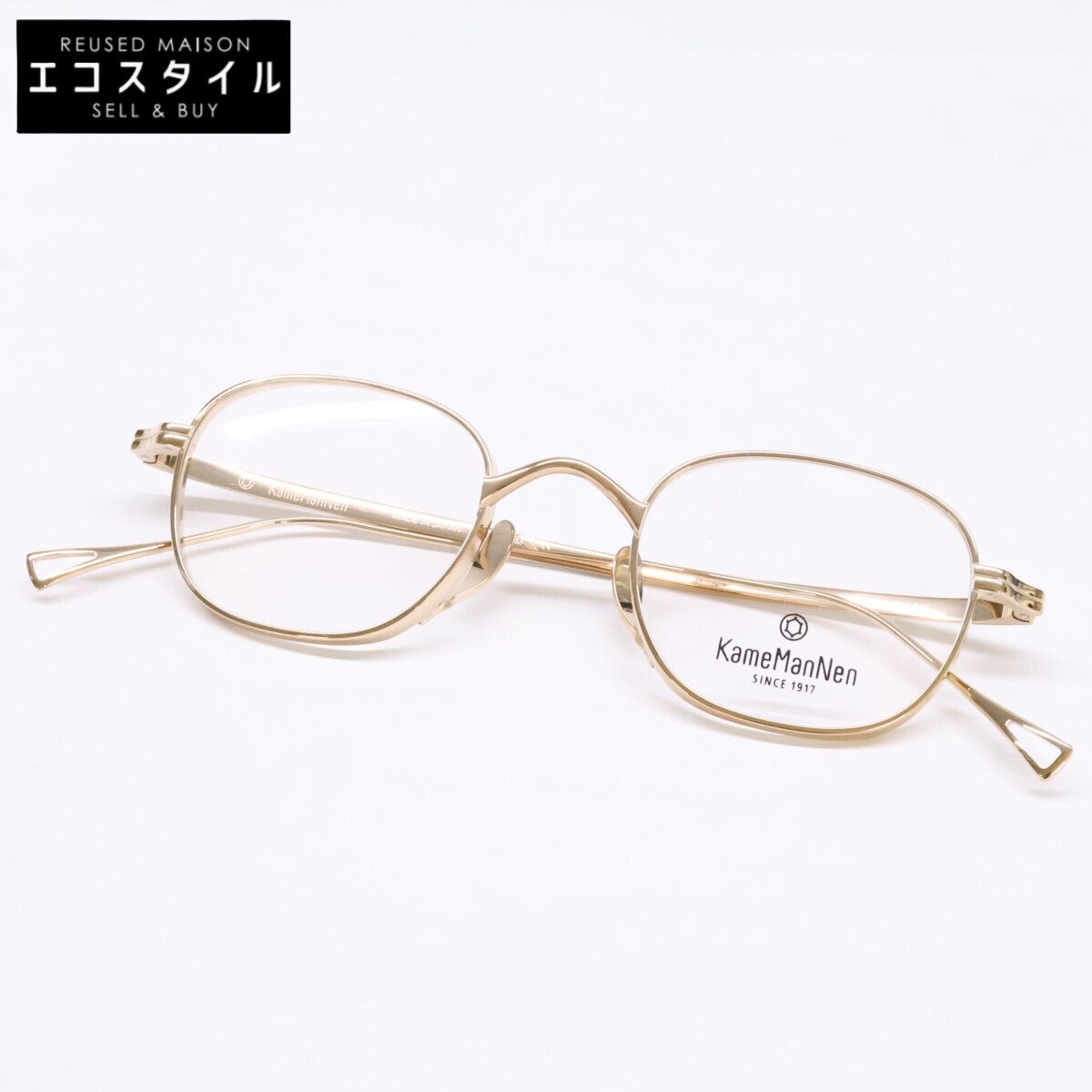 KameManNen カメマンネン 【美品】KMN114 チタン ワイド スクエアシェイプ 46□22-145
