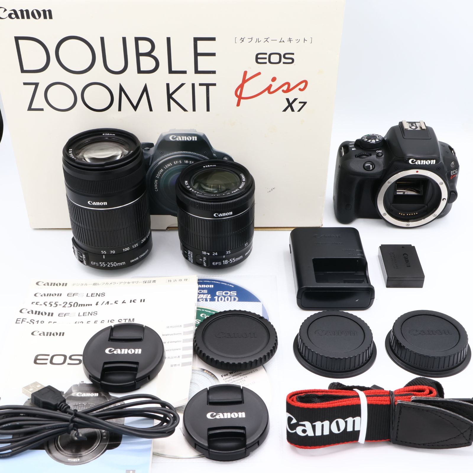 【シャッター回数：2661回】Canon キャノン EOS Kiss X7 ダブルズームキット EF-S18-55ｍｍ/EF-S55-250ｍｍ付属 #260618_191073037940