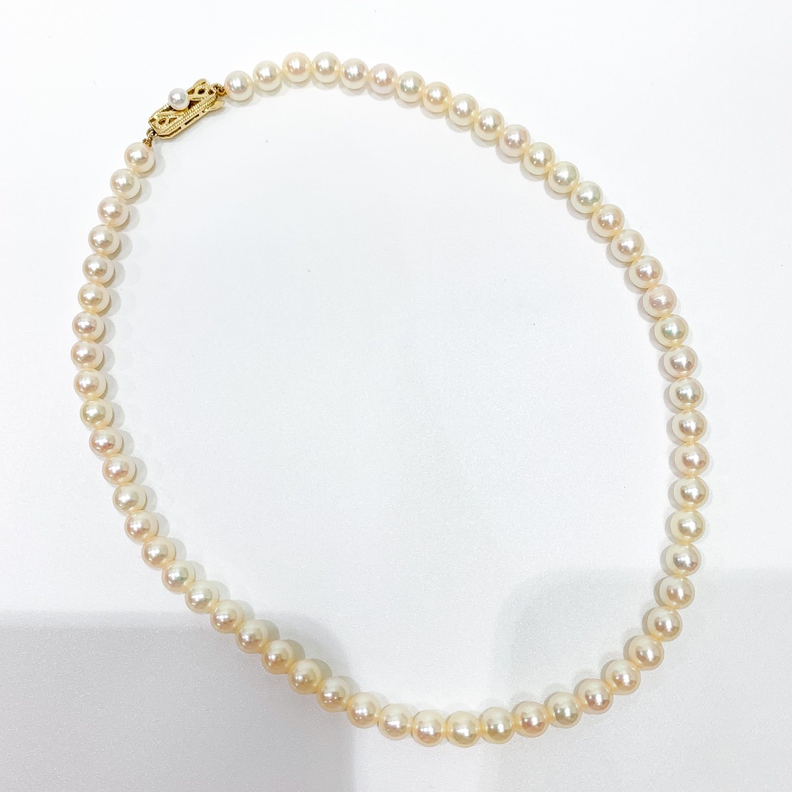【中古】ミキモト MIKIMOTO アコヤ真珠6-6.5mm パール ネックレス K14YG