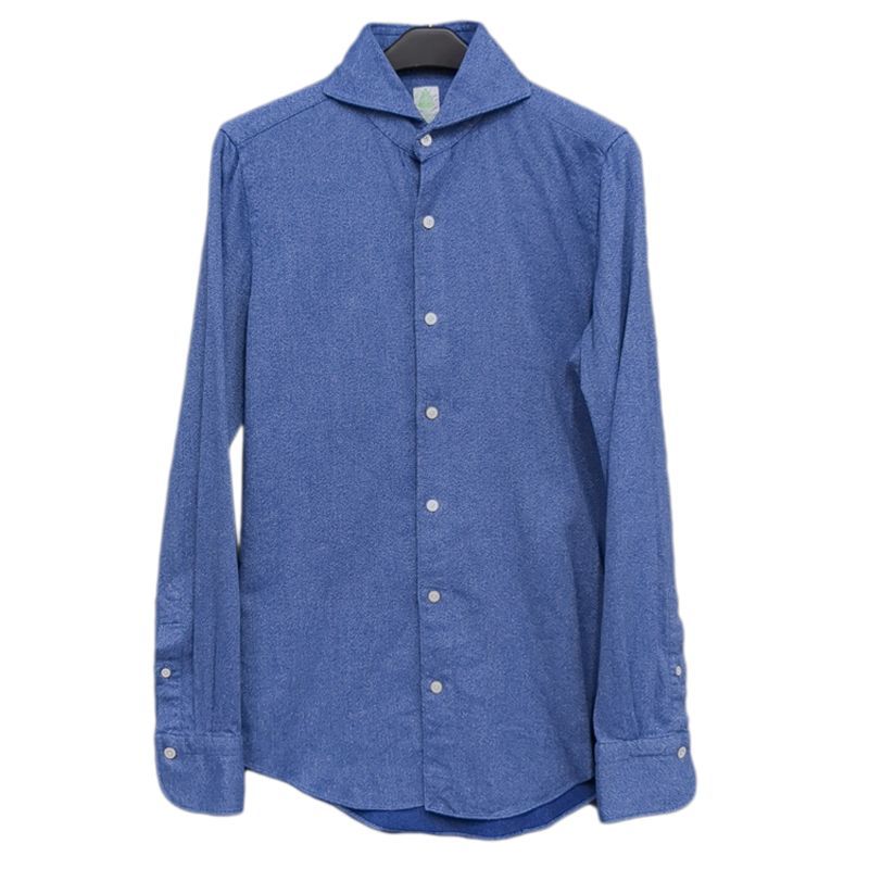 中古A Finamore フィナモレ ナポリ メンズ シャツ 長袖 ブルー #14.5