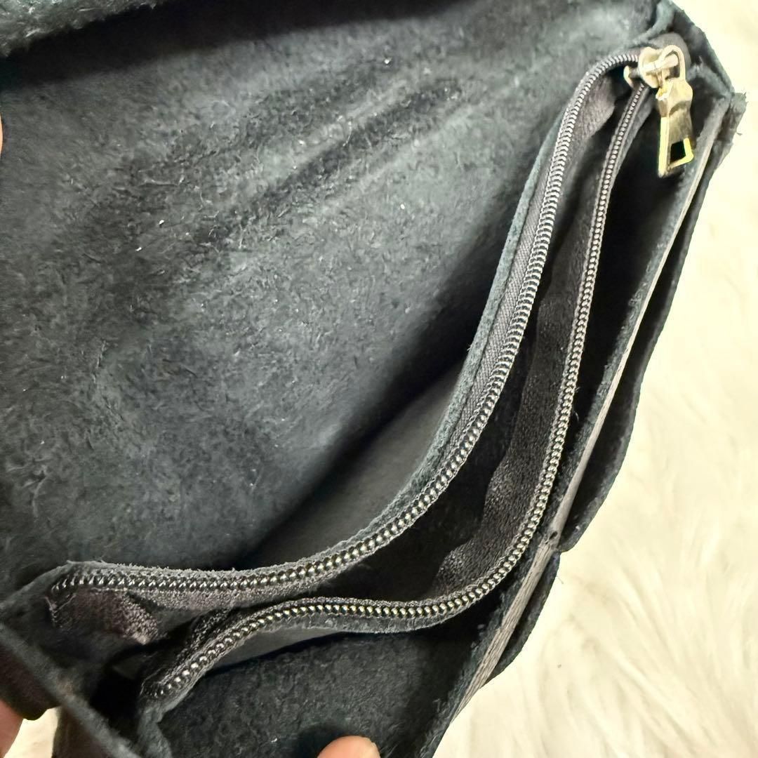 TRES トレ スタッズレザー長財布 シボ革フラップロングウォレット