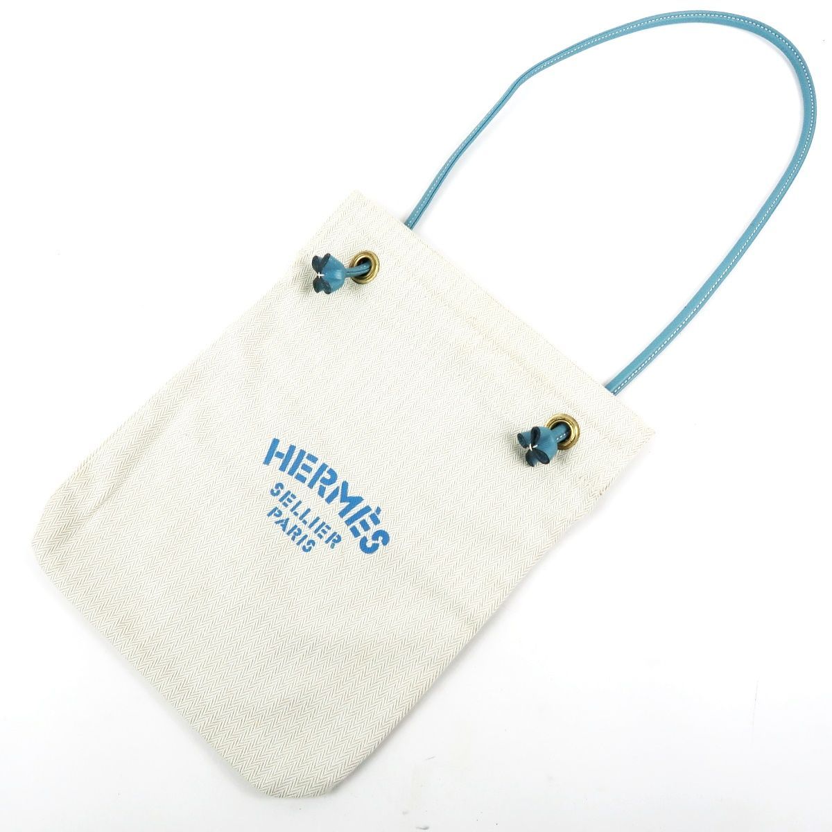 【美品】HERMES エルメス サックアリーヌPM ショルダーバッグ キャンバス×レザー ブルージーン【UU23】