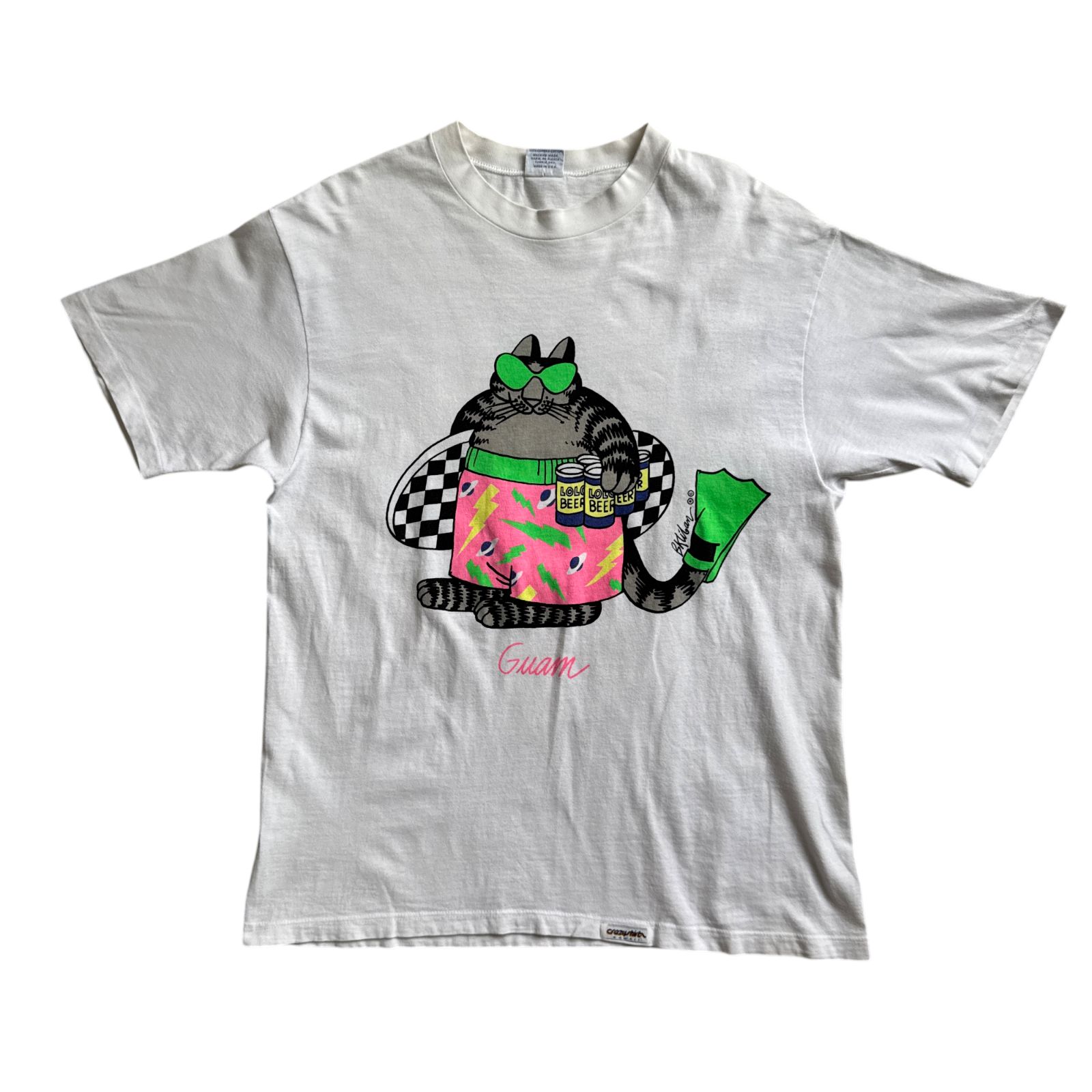 90s~ Crazy Shirts B.Kliban クリバンキャット グアム Tシャツ Mサイズ Guam スーベニア ハワイ クレイジーシャツ アート お土産 チェッカー サーフ ヴィンテージ ビンテージ Vintage