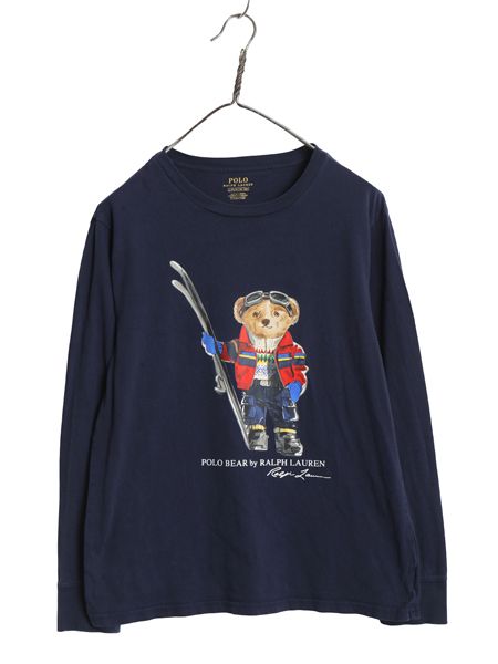 ポロベア ポロ ラルフローレン プリント 長袖 Tシャツ キッズ L レディース S 程 キャラクター ロンT ロングスリーブ コットン カットソー