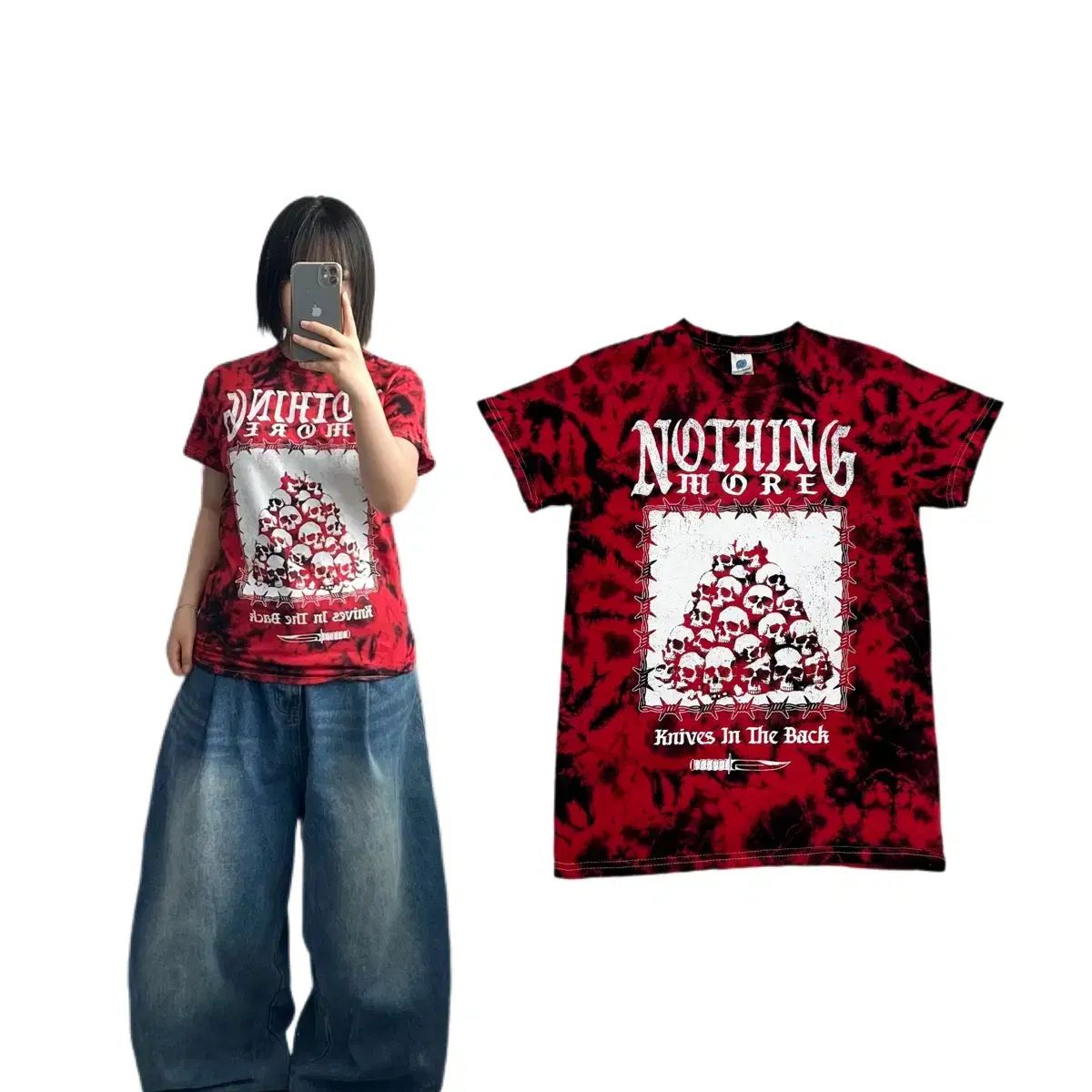 Nothing more 낫띵모어 ロックバンドTシャツ バンドTシャツ スカル ドクロ パンク 半袖 Tシャツ