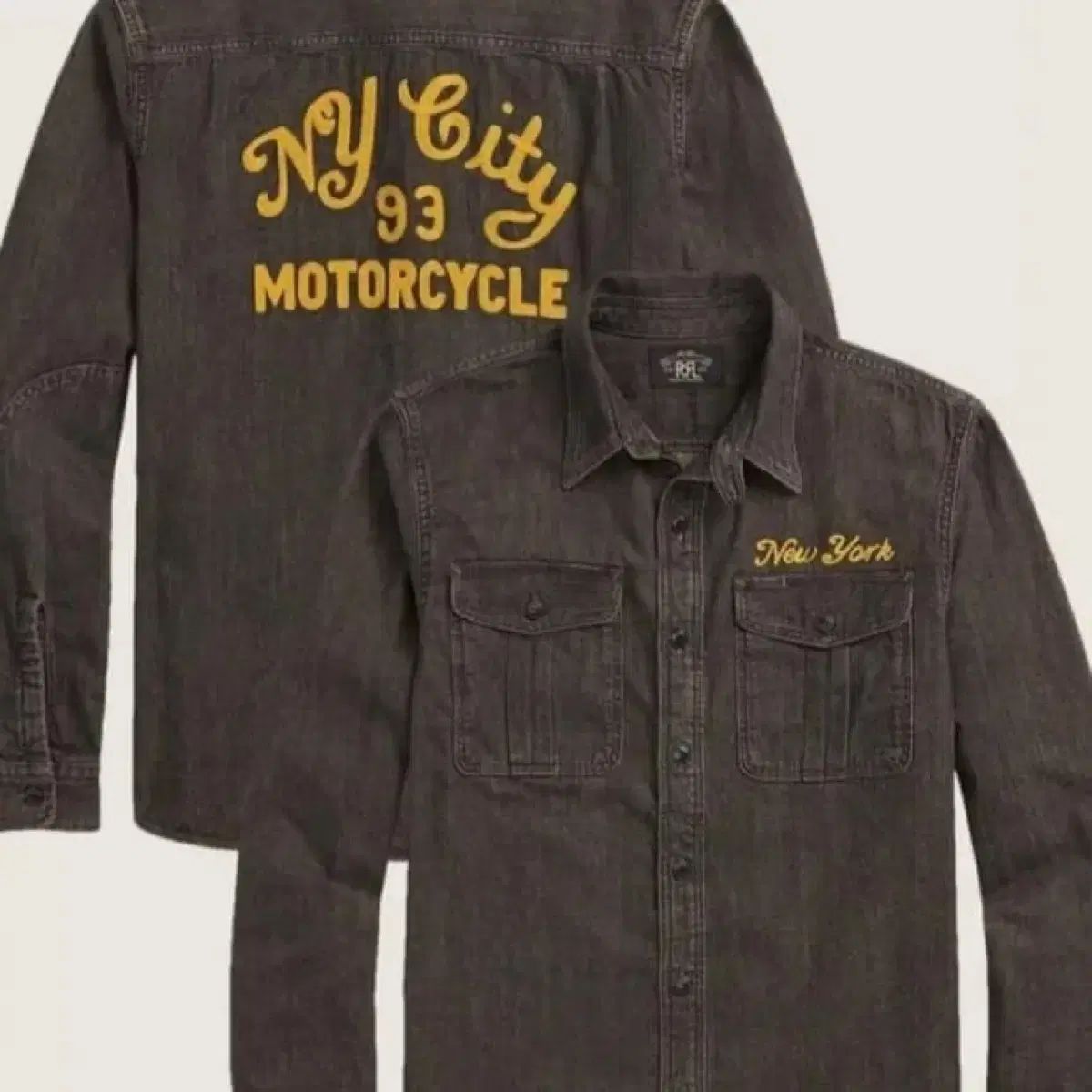 RRL ダブルアールエル インブロイダー デニム ワークシャツ M