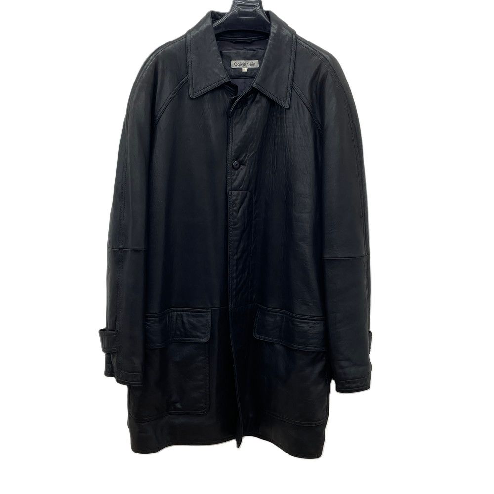 90s   カルバンクライン　レザーコート　 L ブラック レザーコート Calvin Klein カルバンクライン L ブラック - メルカリ