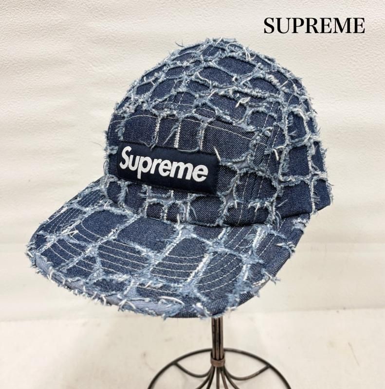 Supreme デニムキャップ ダメージ加工 BOX logo シュプリーム デニム フリンジ BOXロゴ キャップ ダメージ加工 USA製