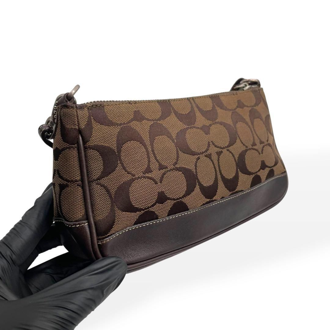 美品 Coach コーチ アクセサリーポーチ ブラウン系 シグネチャー 6094
