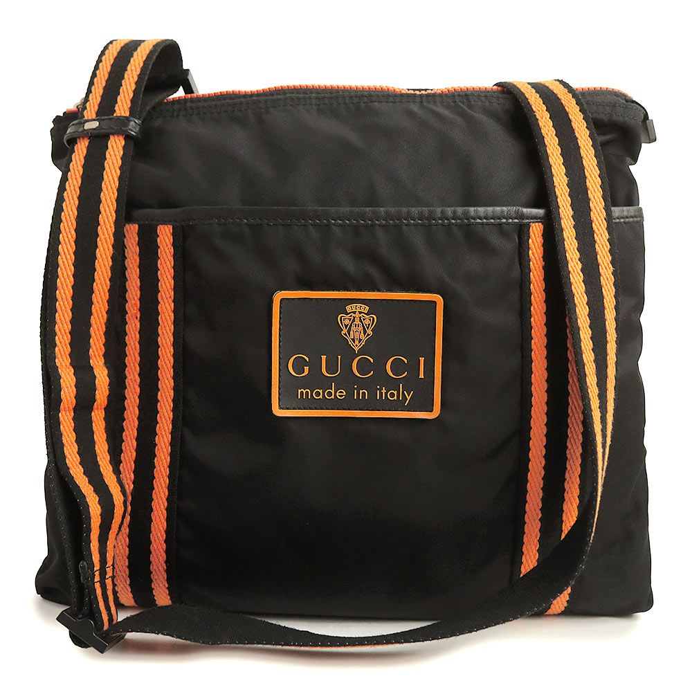 グッチ 189662 クレスト ナイロン ブラック オレンジ ショルダーバッグ