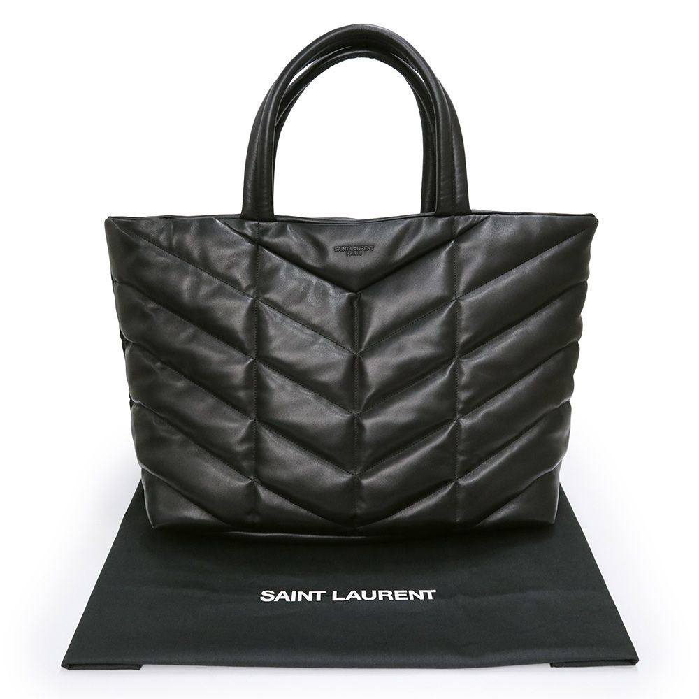 【未使用】SAINT LAURENT パファーレザートート サンローラン 752888 パファートート バッグ レザー ブラック ブラック
