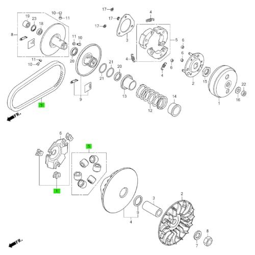 タイホンダ純正 PCX160 KF47 駆動系リフレッシュ3点キット ドライブベルト+ウエイト+スライドピースセットts 4bab1218｜詳細画像