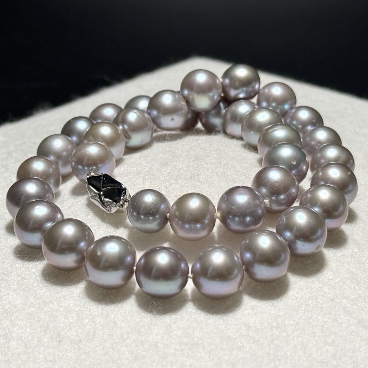 【大珠】本真珠 パール ネックレス 10.70〜12.51㎜ 43.0㎝ 78.9g 本真珠 SILVER ナチュラルグレー jewelry 照り◎ SS331