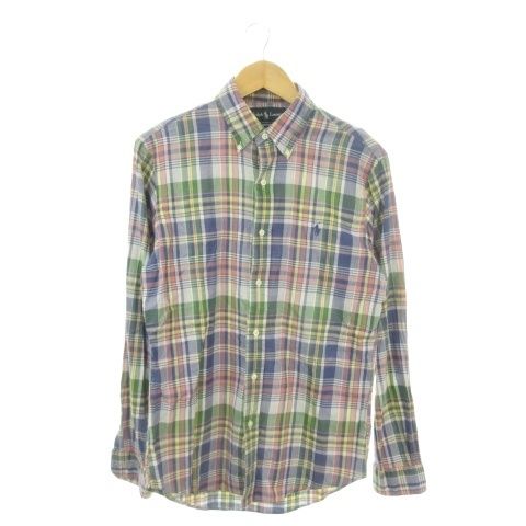 ラルフローレン RALPH LAUREN ボタンダウンチェックシャツ M CUSTOM FIT マルチカラー チェック柄 長袖 /MN27 ■GY01